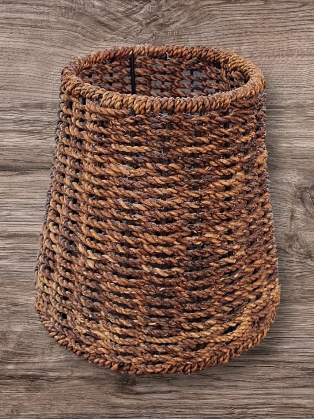 Handwoven Boho-Style Wicker/Rattan Empire Lamp Shade with Black Spider Fitter - Picture 4 of 6
